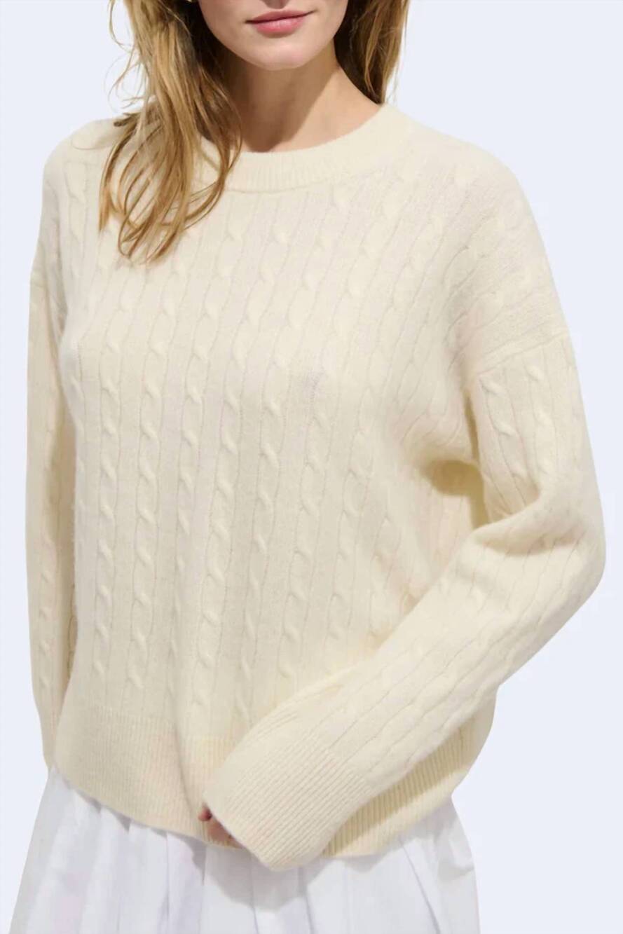 NEW ALEX MILL crewneck cashmere cable sweater in cloud
